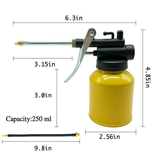 Junchi High Pressure Pistol Hand Pump Oil Can with 2 Kinds Oiler Can Spout Nozzle - Thumbnail 5