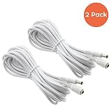 [2 Pack] CCTV 15ft(5m) 2.1mm x 5.5mm DC 12V Power Cord Extension Cable for Security Surveillance Cameras