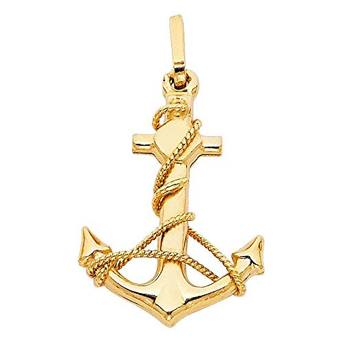 Anchor and rope with interlaced hanger - 18k yellow gold pendant - SA18-2 - yellow gold