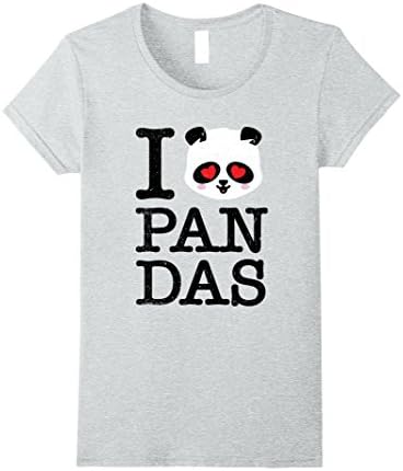 Women's I Love Pandas Shirt Girls Kids Women I Heart Panda Shirt Small Heather Grey