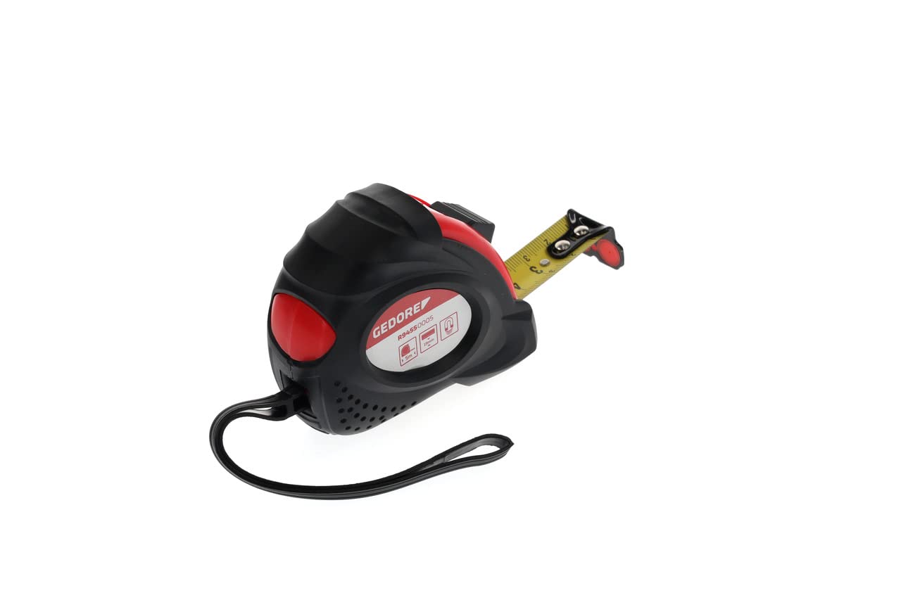 GEDORE red Tape measure, Roller tape measure, 5 m, Accuracy class II, Magnetic, Automatic tape rewind, Metal clip, R94550005