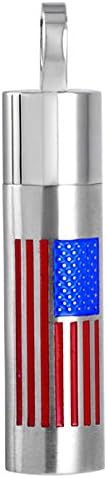 Peerless Pieces Urn Necklace Cremation Memorial Keepsake Stainless Steel 20" Tube American Flag #73