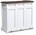 Home Styles Americana 4-Shelf Bar with Foot Rail, White and Oak Finish, Storage Drawer, Cabinet Storage