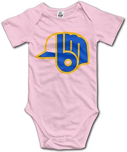BADOU Milwauke Brewer For 6-24 Months Infant Short Sleeve Romper Bodysuit 12 Months Pink