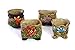 MZ Gardens Decorative Ceramic Succulent /Flower Pots Planters Containers 4 in 1 Set with BONUS Gift