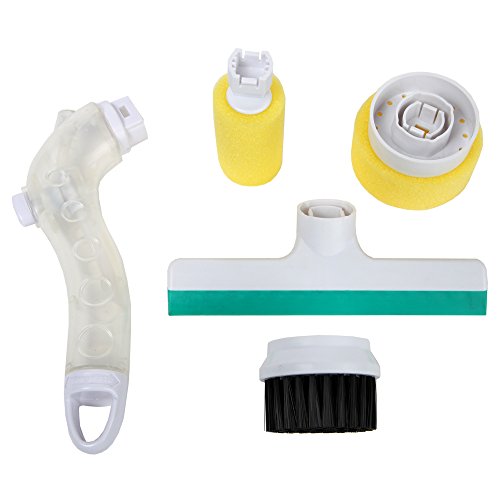 Home-X Spritzer Cleaning Tool with 4 Interchangeable Heads (Squeegee, Sponge, Scrub Brush, Roller Brush)