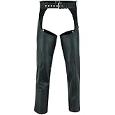 Daniel Smart Motorcycle Leather Chaps All Season Unisex Biker Assless Chaps with Customizable fit