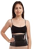 GABRIALLA Breathable Abdomen Slimming Postpartum Belly Recovery Stomach Wrap Waist Trainer Binder, Medium Black