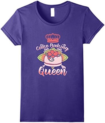 Womens Cake Baking Queen T-Shirt - Cake Baker Tee XL Purple