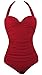 Shenices Retro Vintage Sweetheart One-Piece Monokinis Swimsuit Red US12