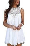 Halife Women's Sleeveless Crochet Lace Short Chiffon Dress