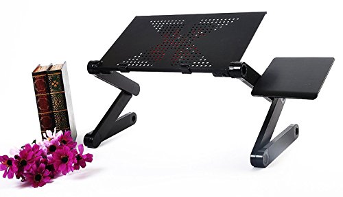 Fasmov Adjustable Vented Laptop Table Laptop Computer Desk Book Stand
Aluminum Laptop Desk Bed Tray with Mouse Pad (Black)