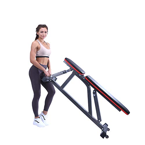Finer Form Gym Quality Adjustable Weight Bench, Utility Bench, Flat Bench, Incline Bench and Upright Bench for Dozens of Exercises, Strength Training and Abdominal Workouts for Home Gym.