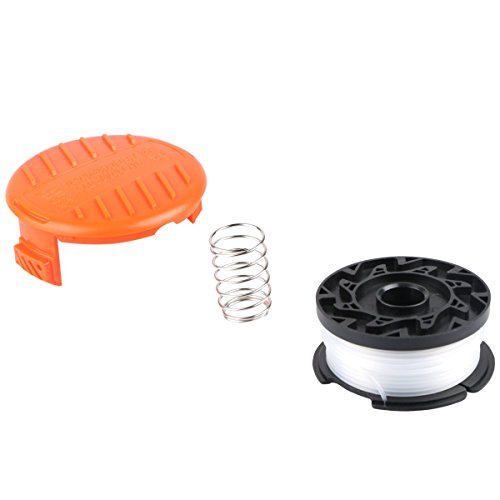Aunifun String Trimmer Spool and Line, 30ft 0.065" Trimmer and Edger Replacement for Autofeed BLACK+DECKER, 9 Pack (8 Replacement Spool, 1 Spool Cover Cap)