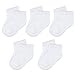OLABB Baby White Socks No Show Thin for Summer Ankle Socks 5 Pack, M 1-3T