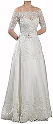 Snow Lotus Women's Lace Wedding Dress With Off Shoulder Bolero Alencon Lace Size 22W