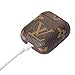 New Luxury Designer PU Leather Fashion Graphic Style Full Protective Cover for Airpods Wireless Headset Charging Box with Hook Handle (Brown)