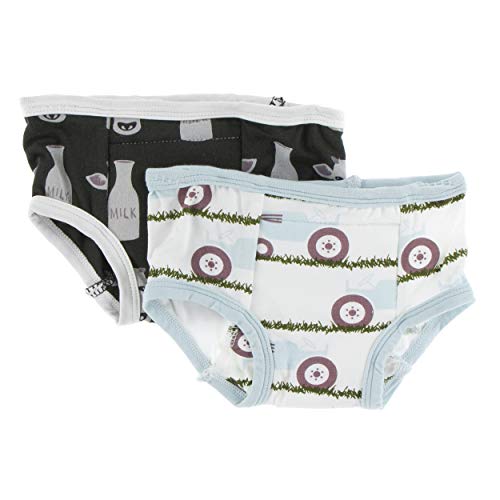 Kickee Pants Little Boys Training Pants Set - Zebra Tuscan Cow and Natural Tractor and Grass, 3T/4T