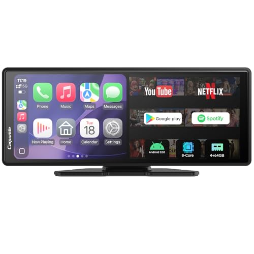 CARPURIDE W903Plus Wireless CarPlay e Android Auto 4+64 GB, schermo touch HD IPS da 9,3" CarPlay per auto, GPS online e offline, Google Play, Mirror Link, Bluetooth, antenna GPS, telecamera posteriore