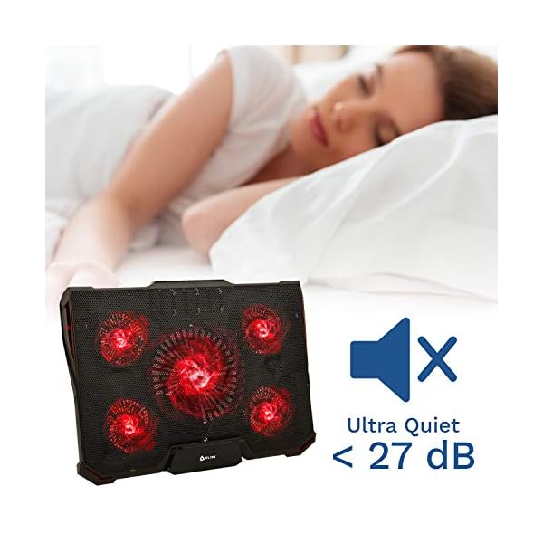 KLIM-Cyclone-Laptop-Cooling-Stand-Maximal-Cooling-XL-Laptop-Stand-With-5-Cooling-Fans-Compatible-Gaming-Laptop-Cooling-Pad-Red-New-2021-Version KLIM Cyclone Laptop Cooling Pad - NEW 2023-5 Fans Cooler - No More Overheating - Increases PC Performance and Life…