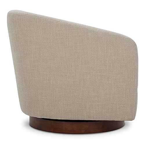 CHITA Swivel Accent Chair, FSC Certified Upholstered Fabric Barrel Chair for Living Room, Fully Assembled, Flax Beige