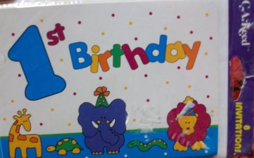 1st Birthday 8 Invitation Cards and Envelops