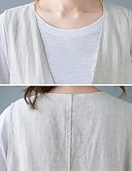 Zontroldy Womens Cotton Linen Vest Casual Loose V