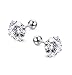 Jstyle 6Pairs 18G Stainless Steel Mens Womens Stud Earrings Cartilage Ear Piercings Helix Tragus Barbell CZ 3-8mm