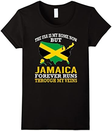 Womens Jamaica Forever Runs Through My Veins TShirt Small Black