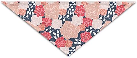 Dog Bibs Dog Saliva Towel Cotton Rrrrrrrfloribunda Coral Apricot White Leaves Gray Stems Navy Background 90 Opacity Highres Triangular Bandage Scarf Accessories For Small Puppy Dogs Pet Dog