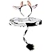 Making Believe Kids Plush Black & White Cow Headband Ears and Tail, Black, White, Size One Size