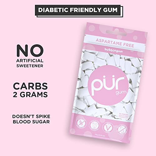 PUR Gum Sugar Free Chewing Gum 100 Xylitol Vegan, Aspartame Free