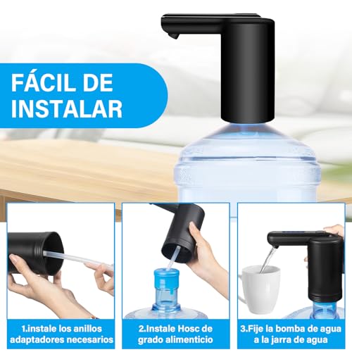 KIROGILY Dispensador de Agua Garrafon, Dispensador de Agua Recargable por USB Todo en Uno, Bomba de Agua Garrafon Portátil, Garrafon Dispensador Bombeo Rápido 2 Motores