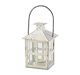 Kate Aspen 14130WT Vintage White Distressed Medium candle lantern, One Size