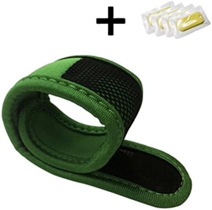 #1 Natural Mosquito Repellent Bracelet Deters Bugs with NO DEET - Kid and Baby Safe Anti-Insect Band Includes 4 Refill Packs For 60 Days Of Protection. (Green)