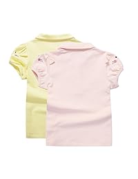 UNACOO - Polo de manga corta para niñas con cuello de picot