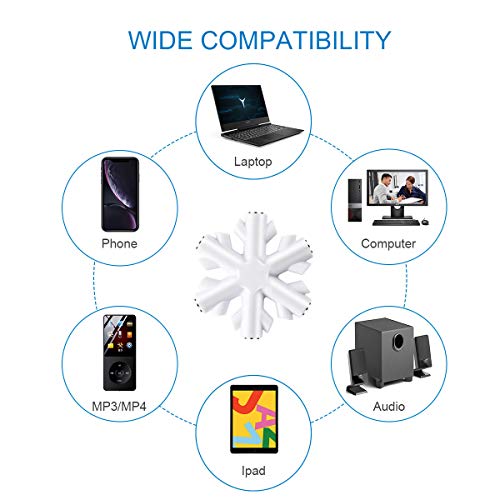 Répartiteur Audio 1 à 5, Adaptateur de Casque, AMIGIK Multiprise Jack 3,5 mm Flocon de Neige - Partage de Musique séparateur écouteurs pour téléphone Portable Tablette PC MP3 / MP4 (Pack de 2)