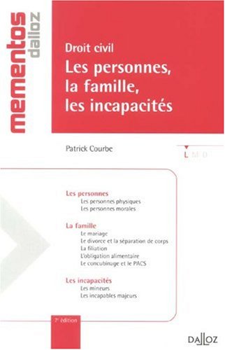 Les  personnes, la famille, les incapacités
