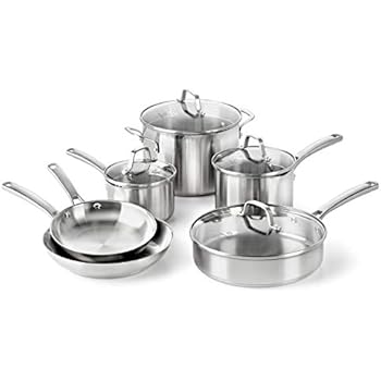Calphalon Classic Pots And Pans Set, 10-Piece Cookware Set, Stainless Steel