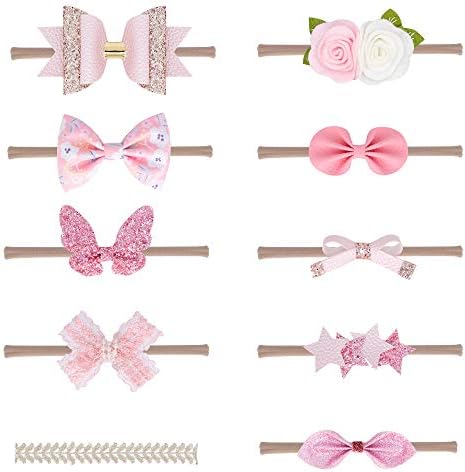 10 Pcs Baby Girl Headbands and Bows, Newborn Infant Toddler Hair Accessories