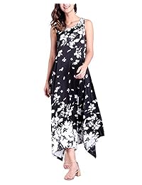 BBYES - Vestido largo sin mangas con flores, estilo casual, túnica