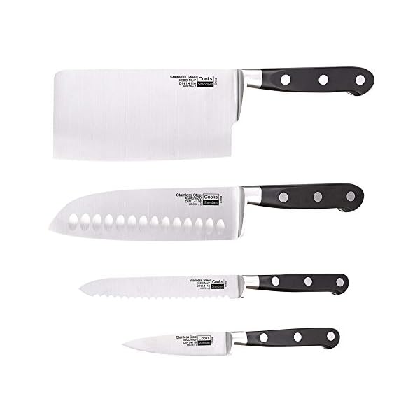 Cooks Standard 4 Piece Asian Gourmet Chef Knife Set, Stainless Steel