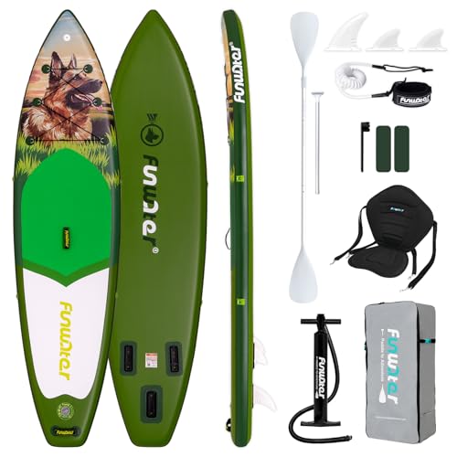 FunWater 10' &11' Stand Up Paddle Board Sup Board, Aufblasbares Stand Up Paddle Board für Erwachsene, Alle Fähigkeiten mit Aller Zubehör (10'6 SCHÄFER