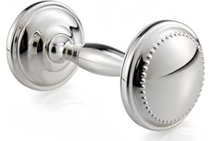 Krysaliis Silver Plated Beaded Dumbbell Rattle for Newborn Baby boy and Baby Girl - Non-tarnishing, Durable, and Custom Engraveable Gift - Packaged in a Beautiful Gift Box