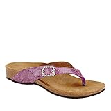 Vionic Isabeal Womens Toe-post Orthotic Sandal Purple Patent Snake - 9