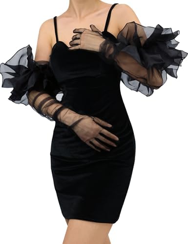 Amazon.com: DooWay Women's Velvet Bolero Gloves Black High Crew