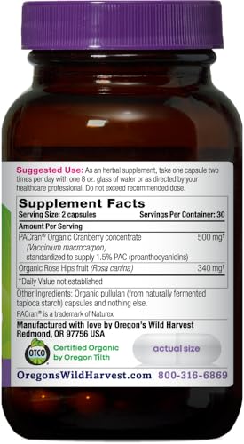 Oregon's Wild Harvest Non-GMO Gluten-Free Cranberry, Organic Herbal Supplements, 60 Count
