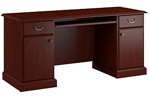 Arlington Computer Desk with Storage and Keyboard Tray in Harvest Cherry
