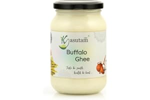 Kasutam A2 Desi Buffalo Bilona Ghee Made By Traditional Vedic Bilona Method Made In Earthen Pot & Hand Churned Free Grazing Grass Fed Buffalo Ghee Immunity Booster Glass Jar- 500 Ml