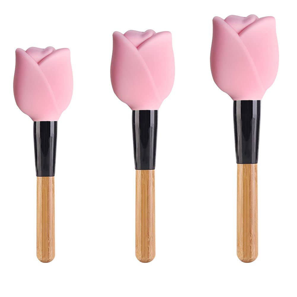 3Pcs Makeup Brush Protector Covers,Brush Sleeve Silicone Reusable Organizer Case for Travel and Home